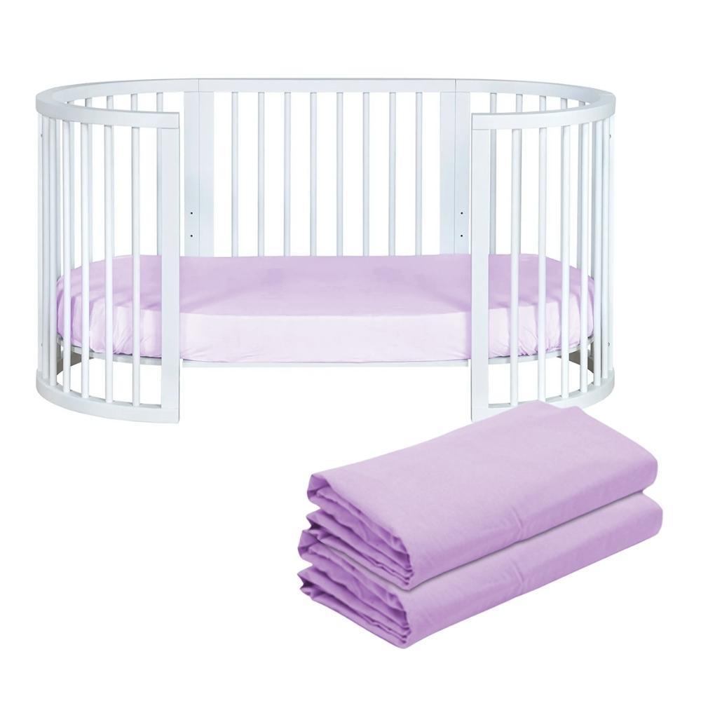 Kit 2 Lençóis de Elástico Lilás Berço Crescer Fase 2 Oval 138cm x 68cm Arrumadinho Enxovais