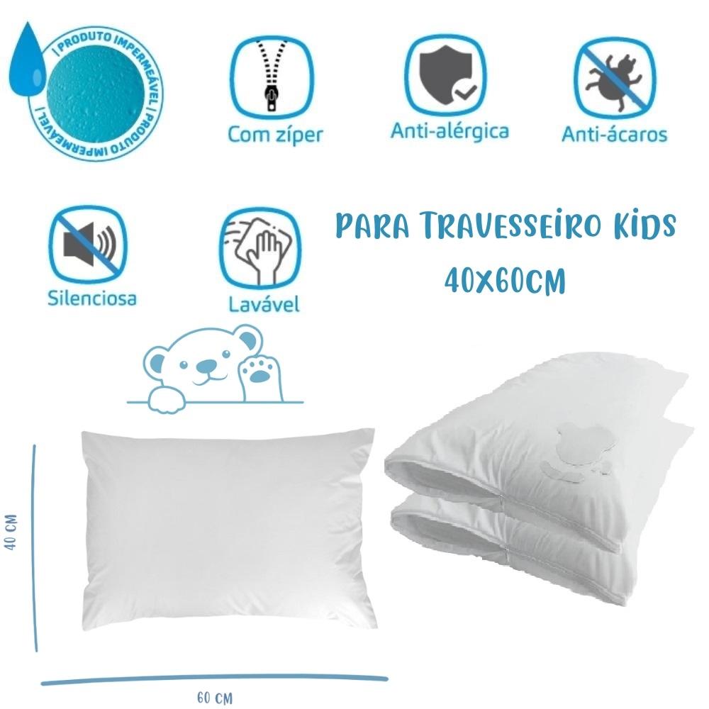 Kit 02 Capas Protetoras Impermeáveis Para Travesseiro Kids Infantil 40x60cm Arrumadinho Enxovais
