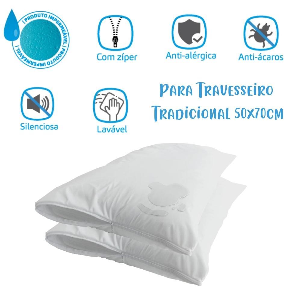 Kit 02 Capas Protetoras Impermeáveis Para Travesseiro 50x70cm Arrumadinho Enxovais