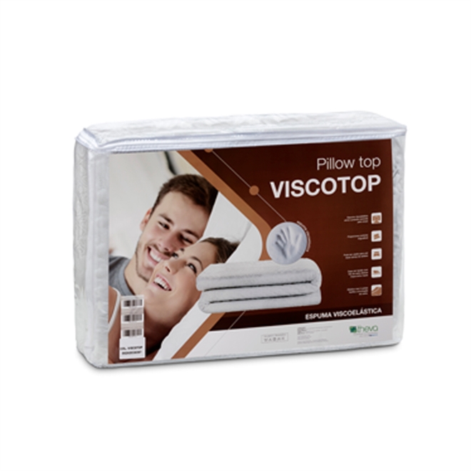 Pillow Top de Espuma Viscoelástica Viscotop Casal 138x188x02 Theva
