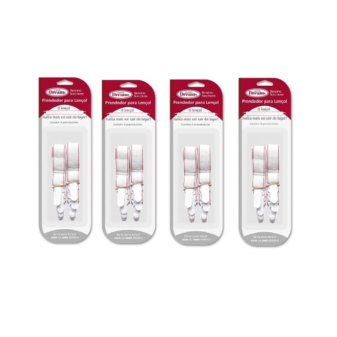 4 Kits Prendedores Para Lençol Com Ou Sem Elástico Rápido E Prático Sonho e Conforto