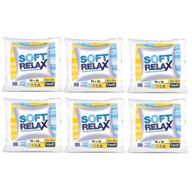 Kit 06 Recheio Enchimento De Almofada Soft Relax 50x50cm Trisoft
