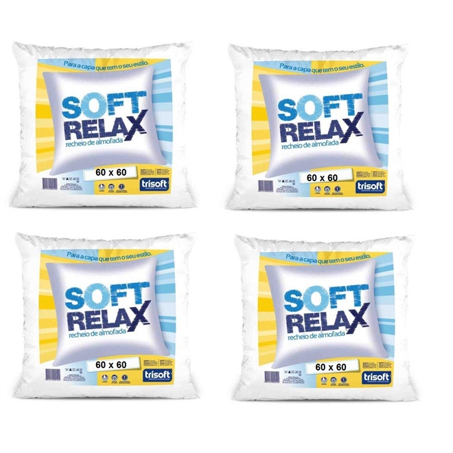 Kit 04 Recheios Enchimento De Almofada Soft Relax 60x60cm Trisoft