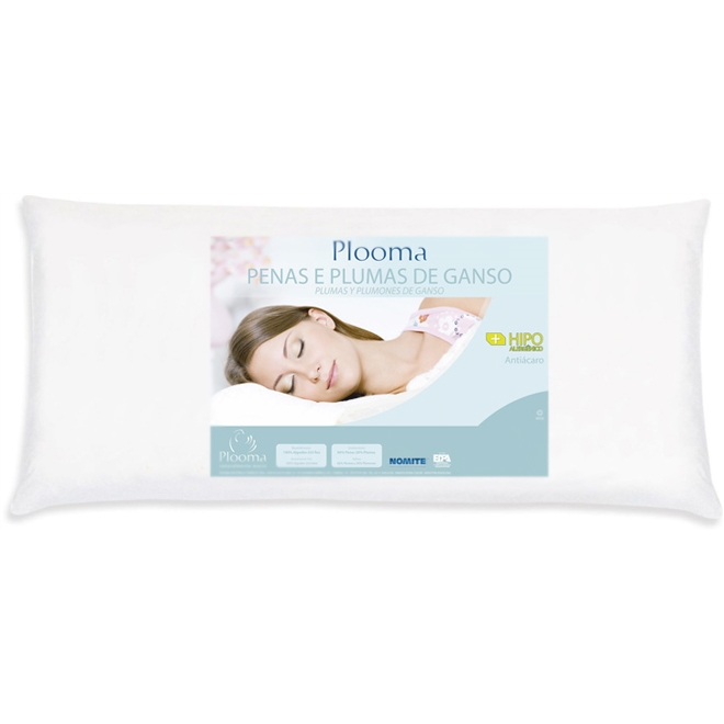 Travesseiro King 50x90cm 80% Penas 20% Plumas de Ganso Plooma