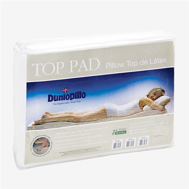 Pillow Top Látex Natural Top Pad Casal 88x138x03 cm Dunlopillo