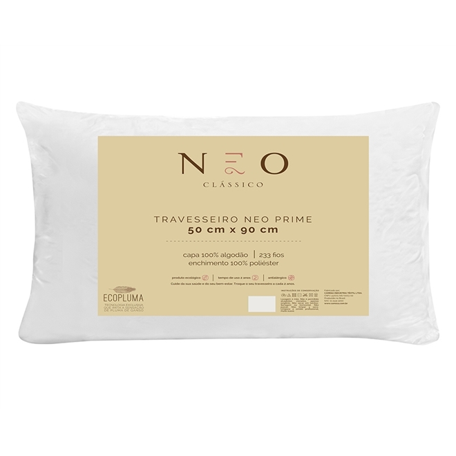 Travesseiro Neo Prime Fibras 233 Fios King 50x90cm Camesa