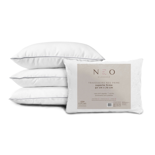 Travesseiro Neo Prime Suporte Firme Fibras 233 Fios 50x70cm Camesa
