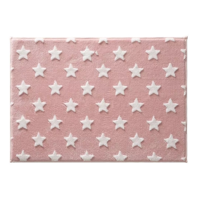 Tapete Mimo Retangular Estrelas Rosa Jolitex