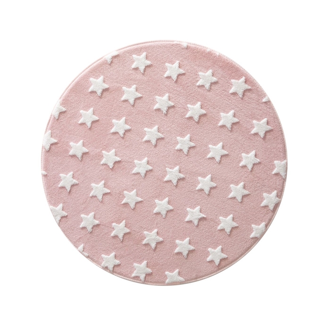 Tapete Mimo Redondo Estrelas Rosa Jolitex