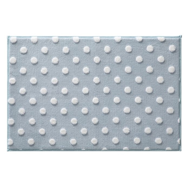 Tapete Mimo Retangular Poá Azul Jolitex