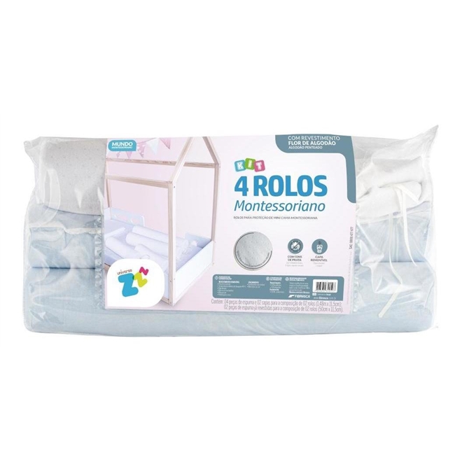 Kit 04 Rolos para Mini Cama Montessoriano Flor De Algodão Fibrasca
