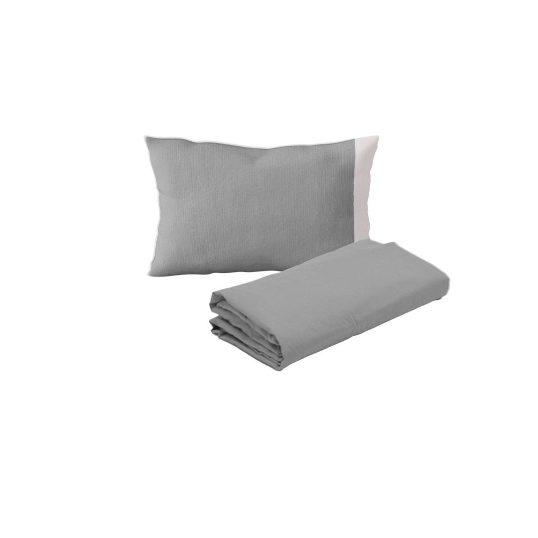 Kit 2 lençóis Berço Desmontável e 2 Fronhas Malha 100% Algodão Cinza Arrumadinho Enxovais