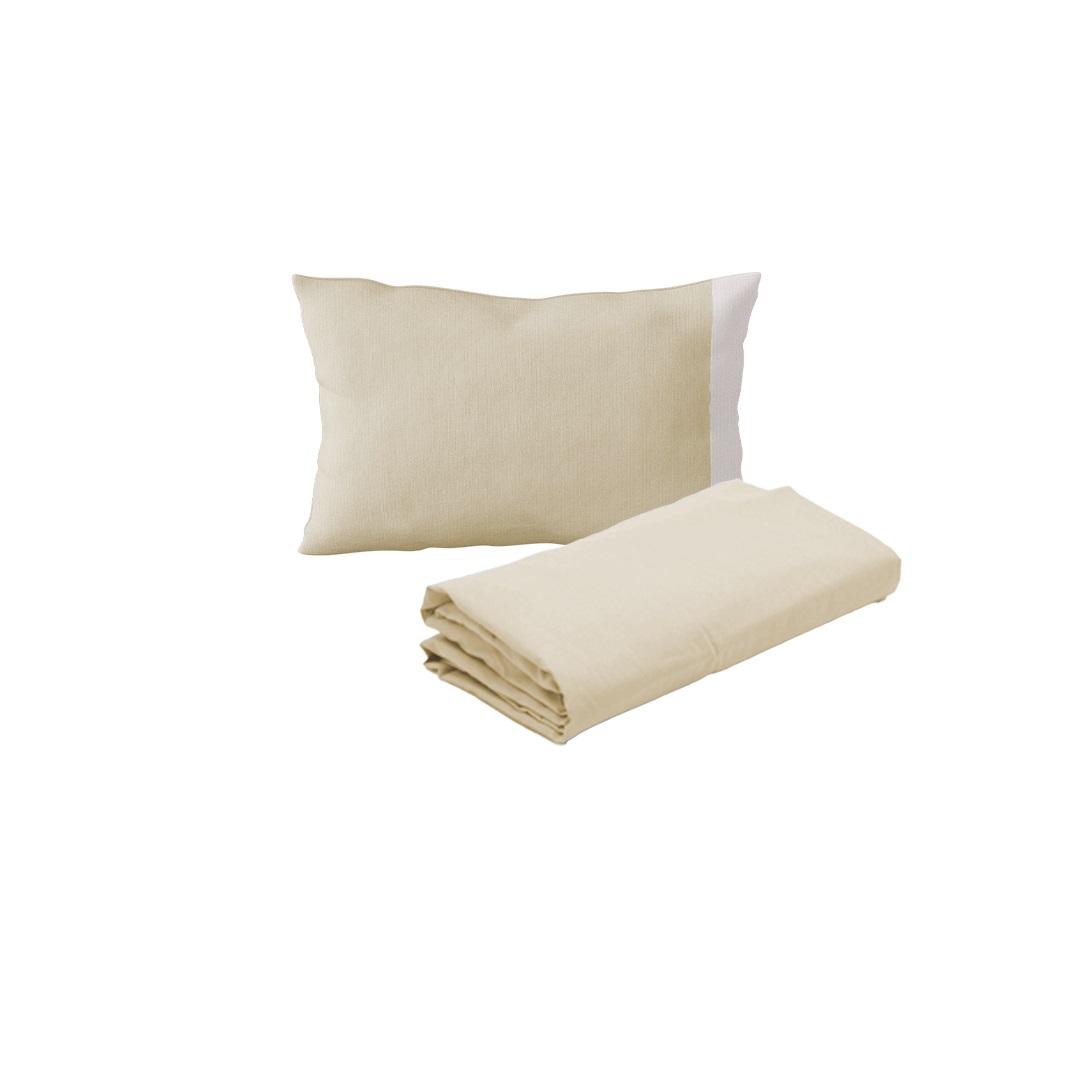 Kit 2 lençóis Mini Berço e 2 Fronhas Malha 100% Algodão Nude Arrumadinho Enxovais