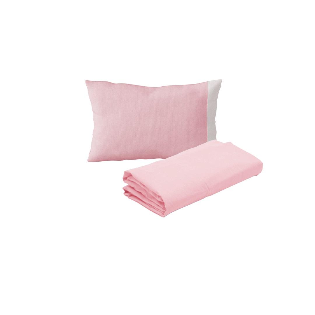 Kit 2 lençóis Berço Desmontável e 2 Fronhas Malha 100% Algodão Rosa Arrumadinho Enxovais