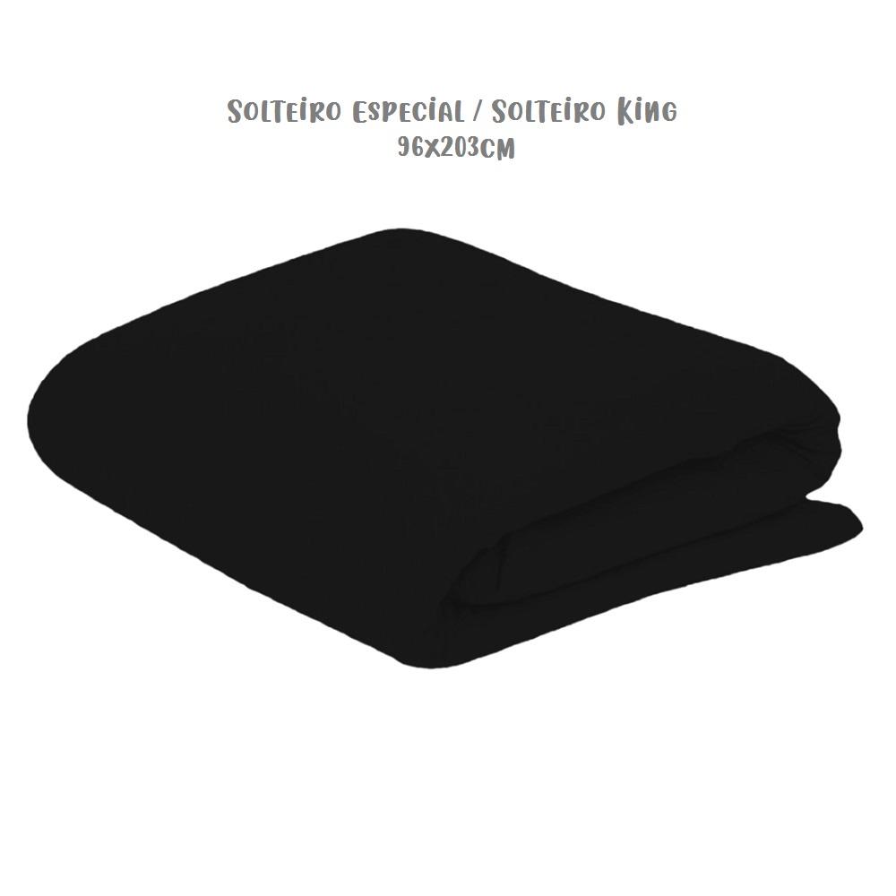 Lençol de Elástico Avulso Solteiro Especial King 96cm x 203cm Preto Arrumadinho Enxovais