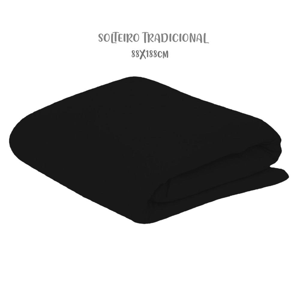 Lençol de Elástico Avulso Solteiro 88cm x 188cm Preto Arrumadinho Enxovais