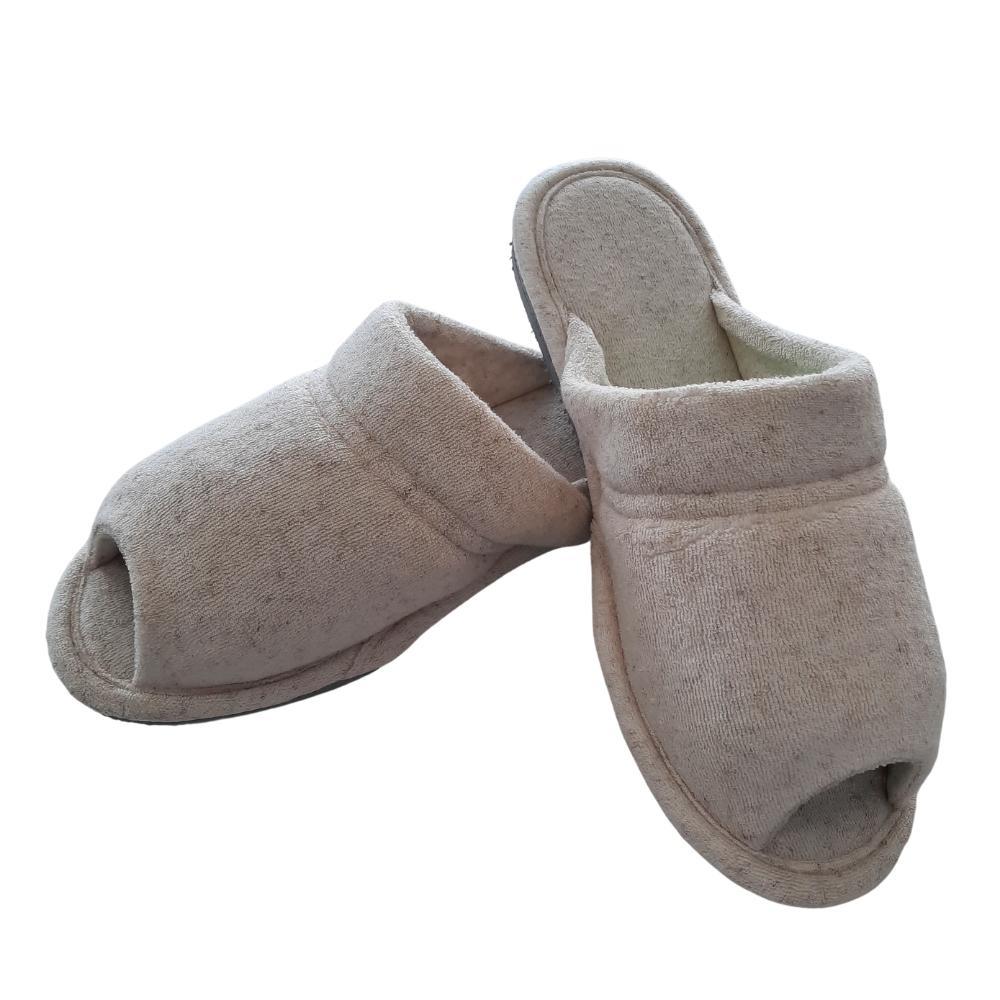 Pantufa Puff Atoalhada 37/38 Mescla Banana Sola Plana Chinelos Puff
