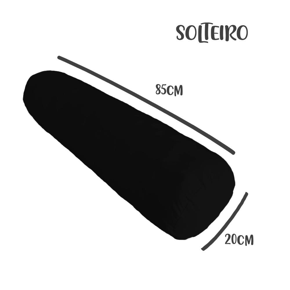 Capa Para Rolo De Cabeceira Solteiro 85x20cm Preta Arrumadinho Enxovais