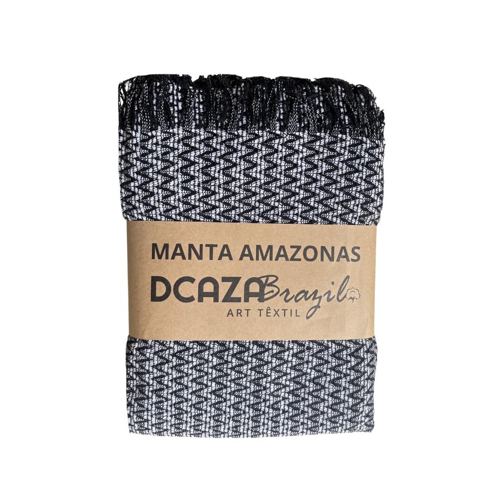 Manta Amazonas Para Decoração Sofá 100% Algodão Preta e Branca 2,10m x 2,30m Dcaza