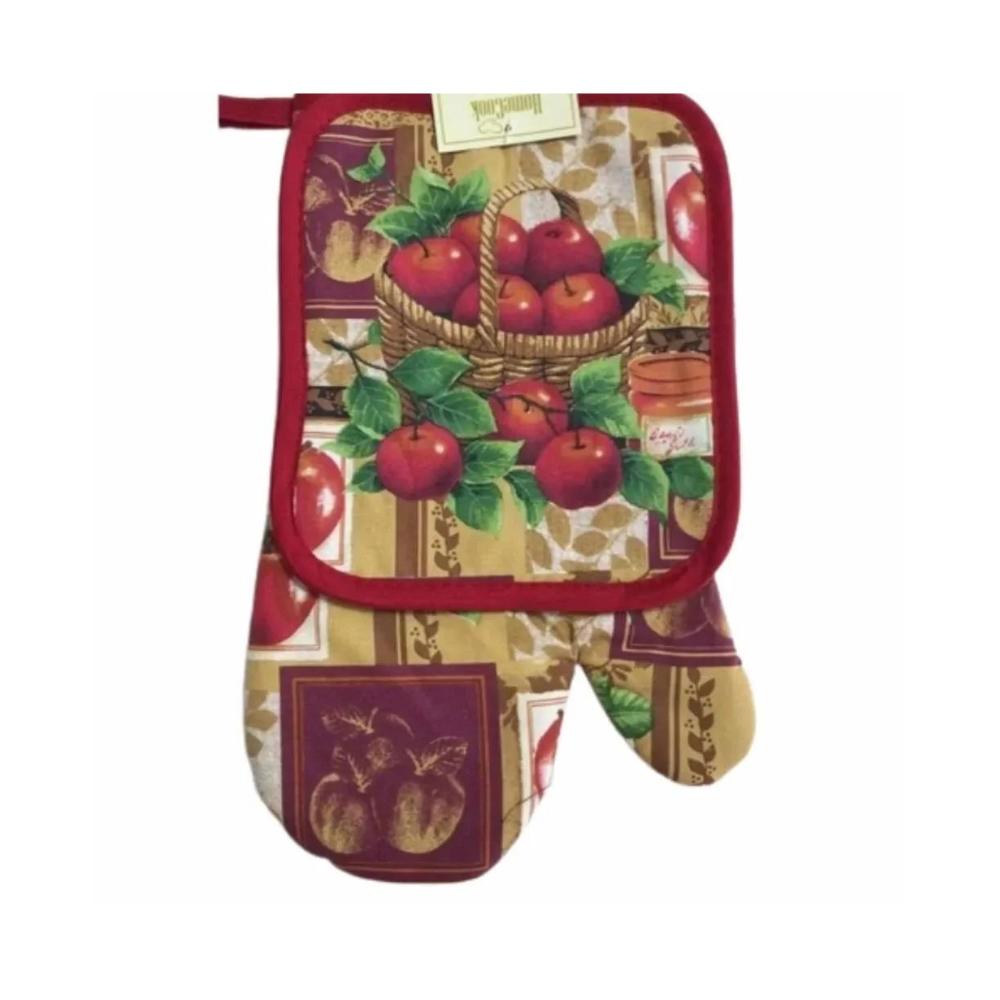 Kit 2 Peças Luva e Aparador Para Cozinha Apple Jelly Niazitex