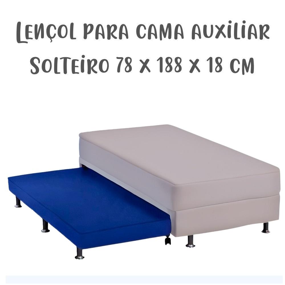 Lençol de Elástico Avulso Solteiro 78cm x 1,88m x 18cm Cama Auxiliar Azul Marinho Arrumadinho Enxovais