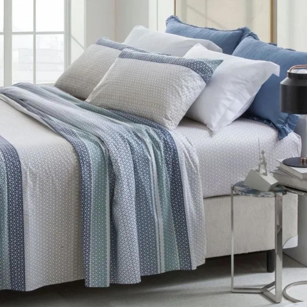 Jogo de Cama Solteiro Percal 200 Fios 100% Algodão Home Design Sort 5 Azul e Verde Corttex
