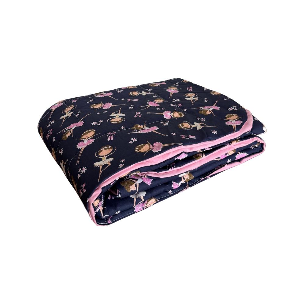 Colcha Cobreleito Infantil Estampada Mini Cama 100% Algodão Bailarina Rosa Arrumadinho Enxovais