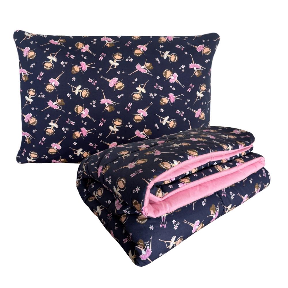 Kit Edredom Infantil Estampado Solteiro 100% Algodão Bailarina Rosa Arrumadinho Enxovais