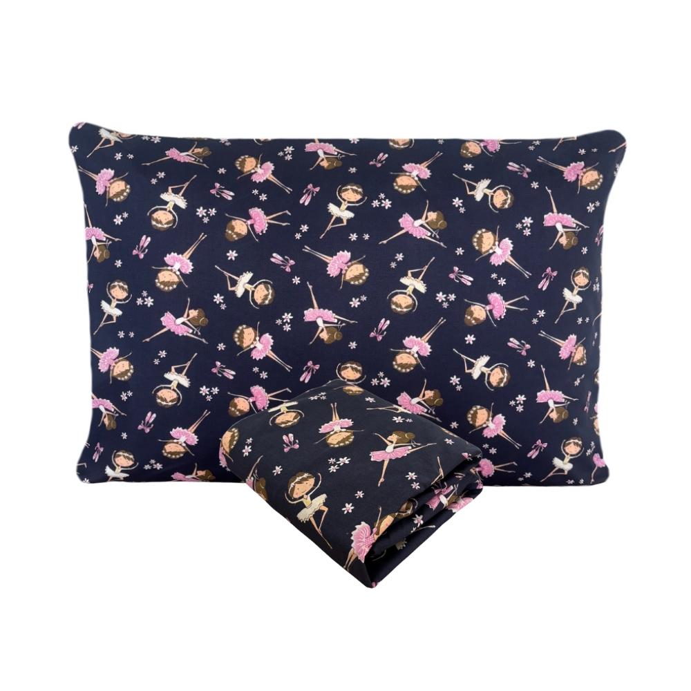 Lençol de Elástico e Fronha Bailarina Solteiro 78cm Auxiliar Tricoline 100% Algodão Arrumadinho Enxovais