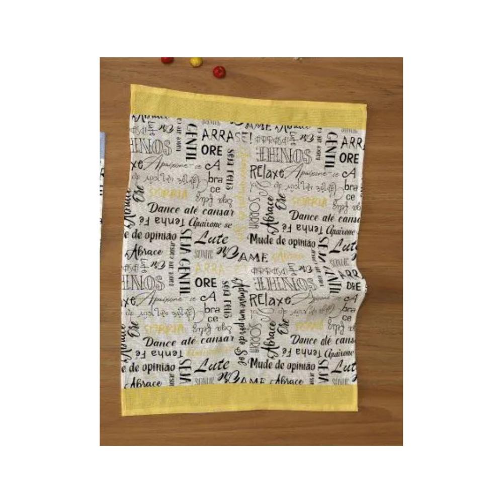 Pano De Copa Basic Escritas Amarelo Teka