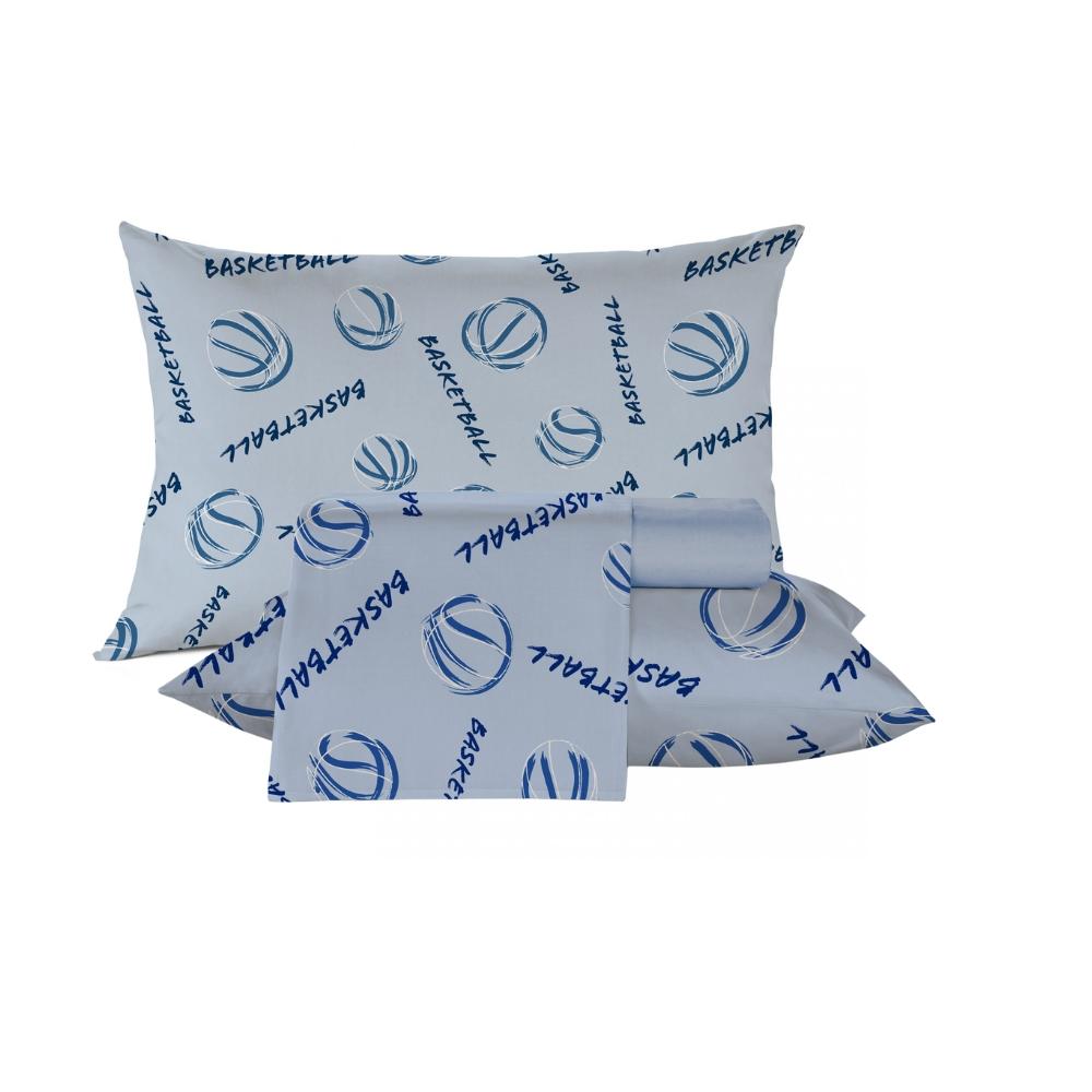 Jogo De Cama 4 Peças Casal Infantil Kids Algodão Estampa Basquetball Teka
