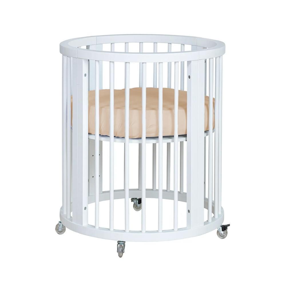 Lençol de Elástico Berço Crescer Fase 1 Redondo 69cm Nude Arrumadinho Enxovais