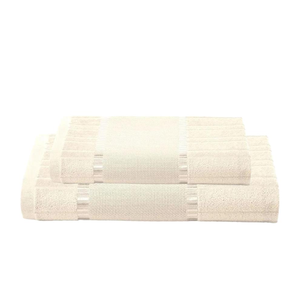 Kit Toalha de Banho e Rosto Velour Para Bordar Bella Marfim Dohler