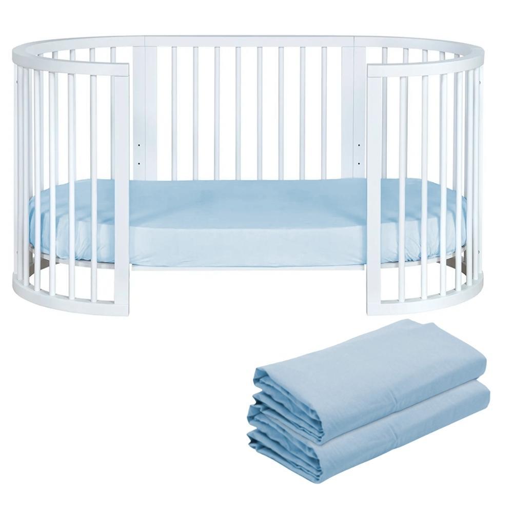 Kit 2 Lençóis de Elástico Azul Berço Crescer Fase 2 Oval 138cm x 68cm Arrumadinho Enxovais