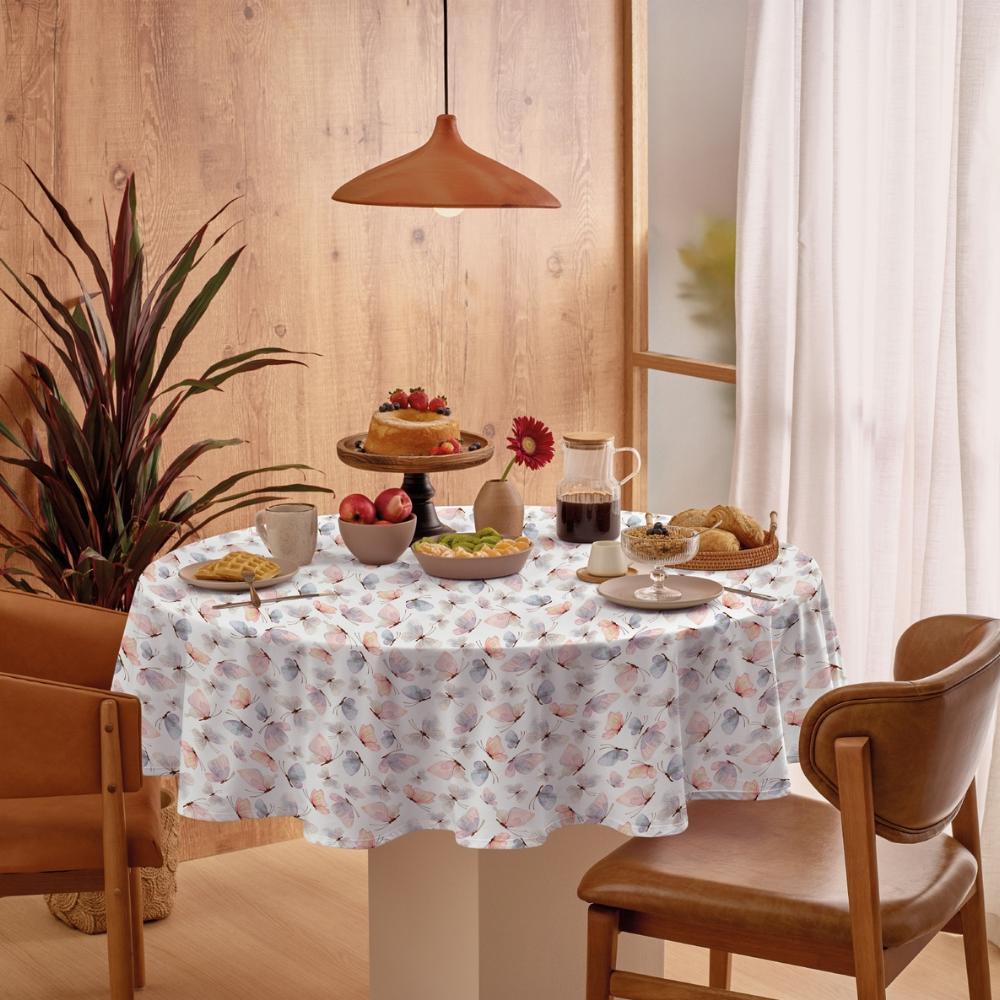 Toalha de Mesa Elegance Redonda 4 Lugares 1,60m Borboletas Teka