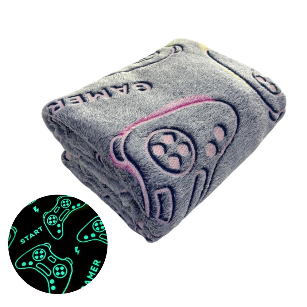 Manta Cobertor Solteiro Infantil Brilha no Escuro Game