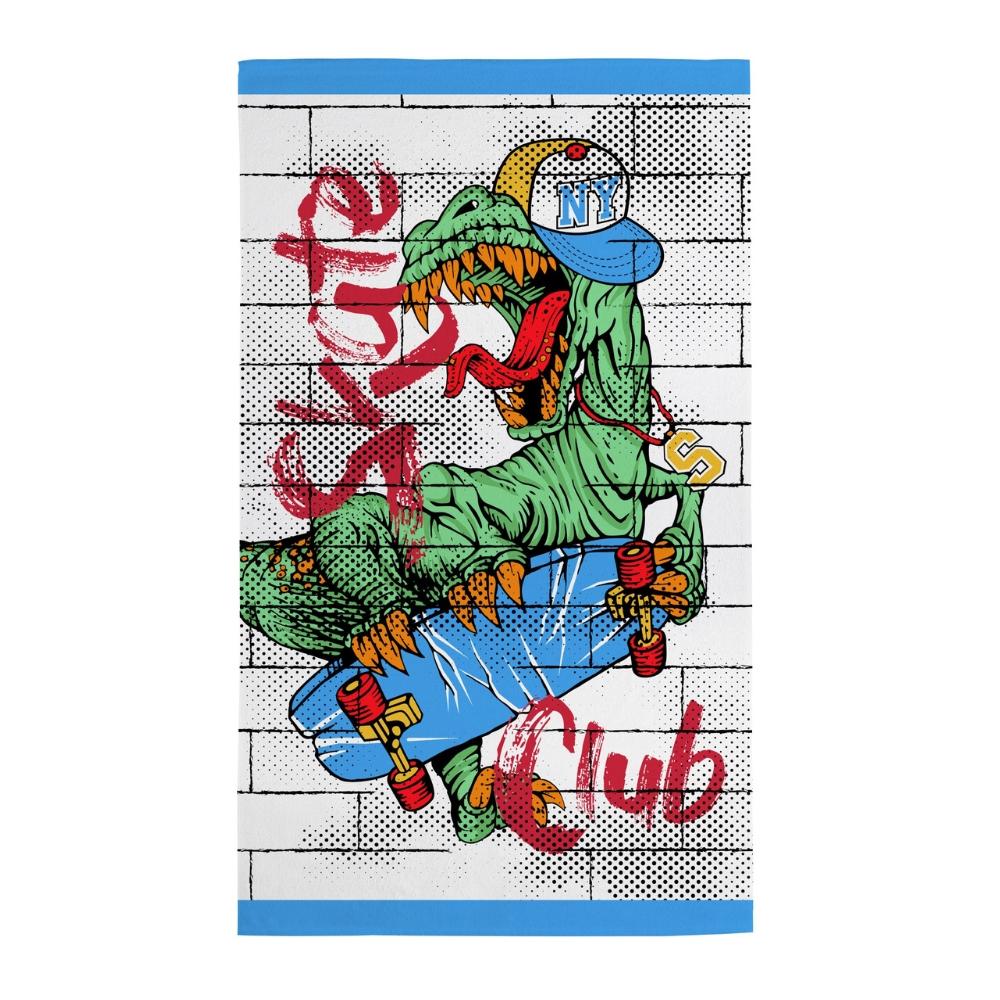 Toalha de Banho Felpuda Infantil Candy Dinossauro Skate Teka