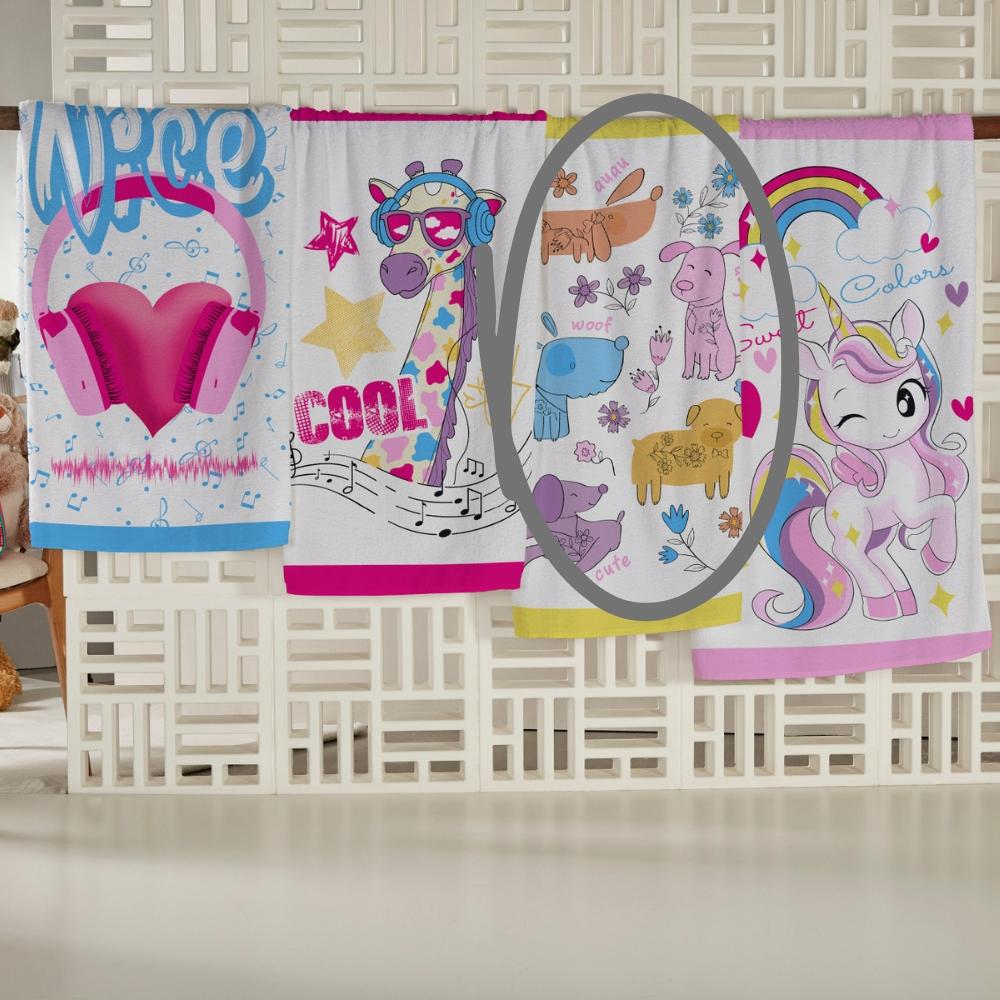 Toalha de Banho Felpuda Infantil Candy Cachorrinhos Teka