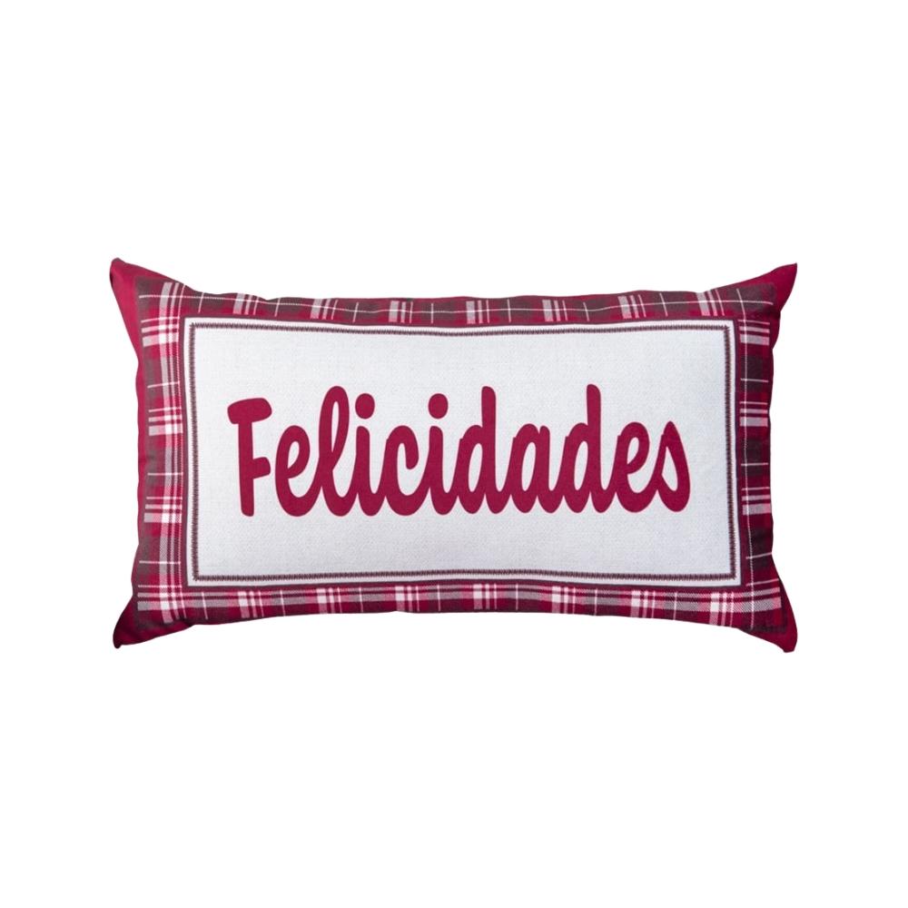 Capa Para Almofada Nata Felicidades Xadrez 538 Retangular 28x48cm Belchior