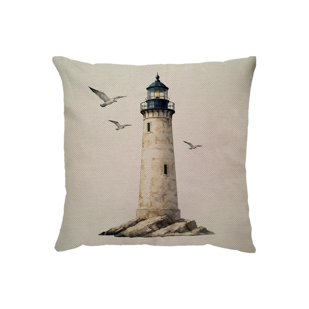 Capa Para Almofada 43x43cm Linho Praia Farol Dud Almofadas