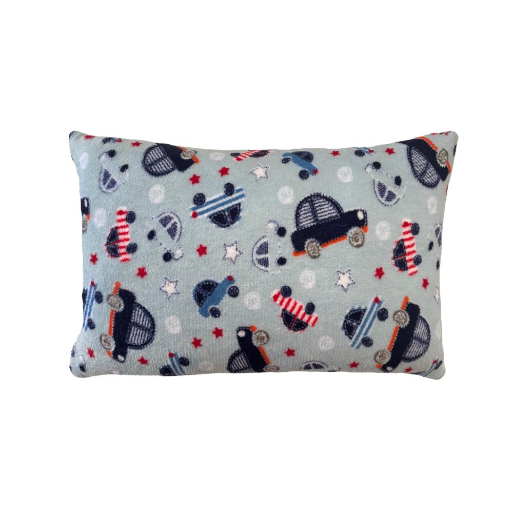 Capa Para Almofada Retangular 30x50cm Plush Microfibra Fleece Carros Arrumadinho Enxovais