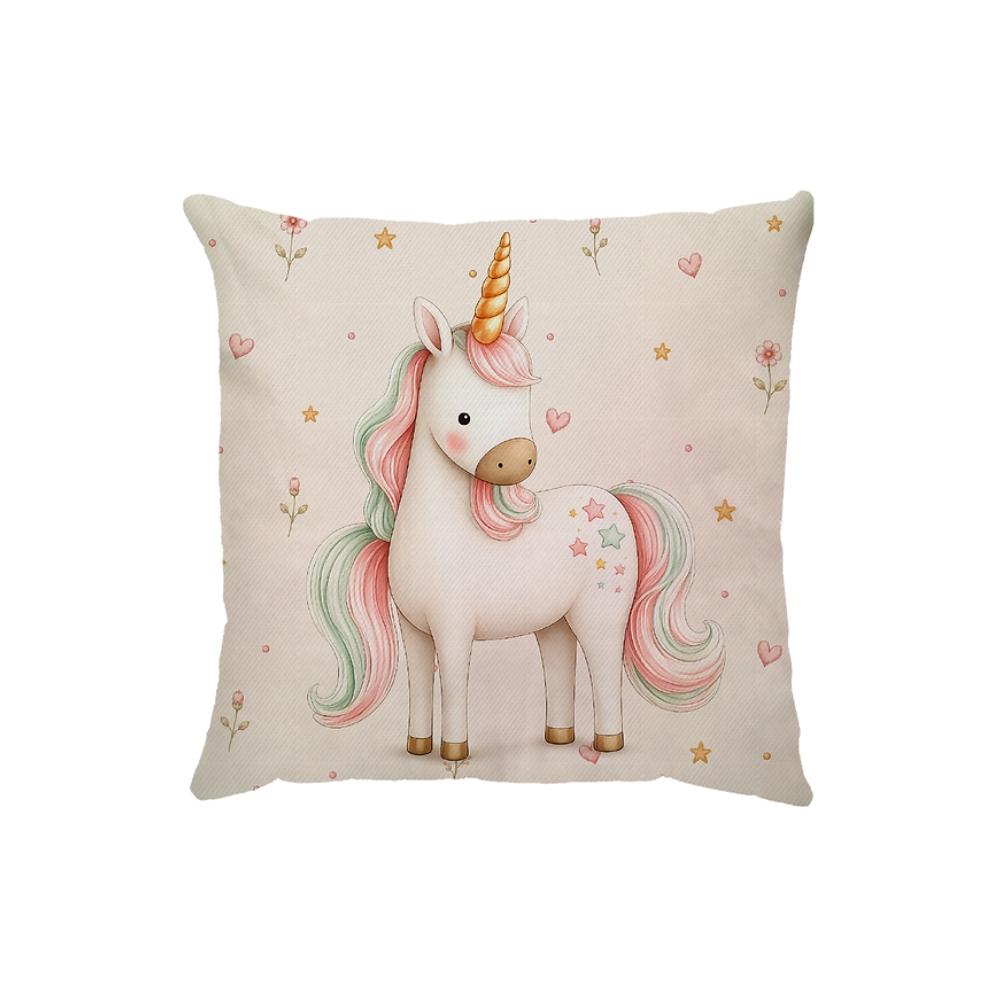 Capa Para Almofada 45x45cm Sarja Infantil Unicórnio Estrela Dud Almofadas