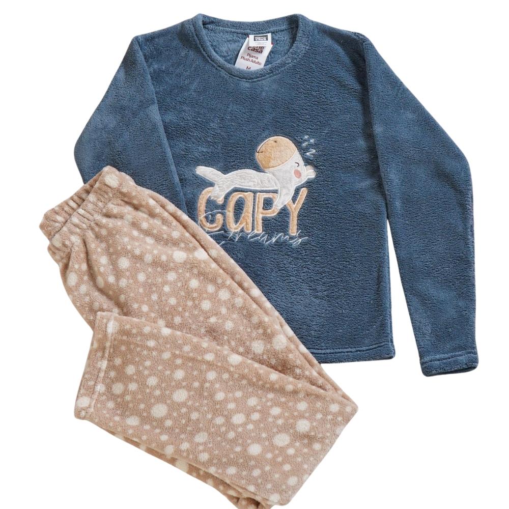 Pijama Longo Capy Capivara Tamanho P Adulto Plush Due