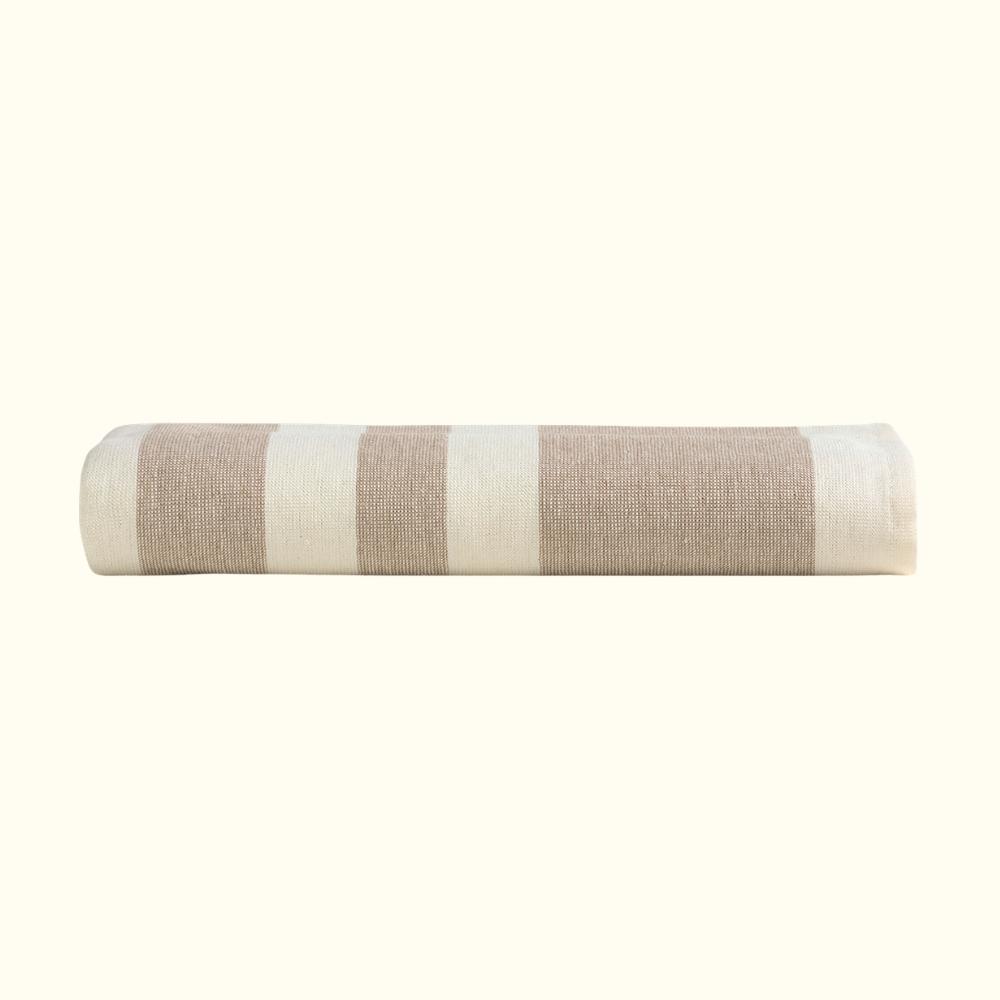 Toalha de Banho Praia e Piscina 80x150cm Felpuda Listrada Capri Kaki Teka