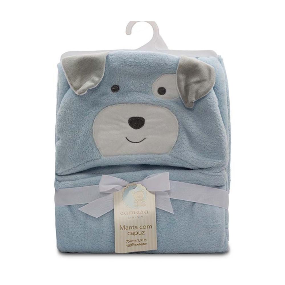 Manta Infantil Com Capuz Cachorro Azul Camesa