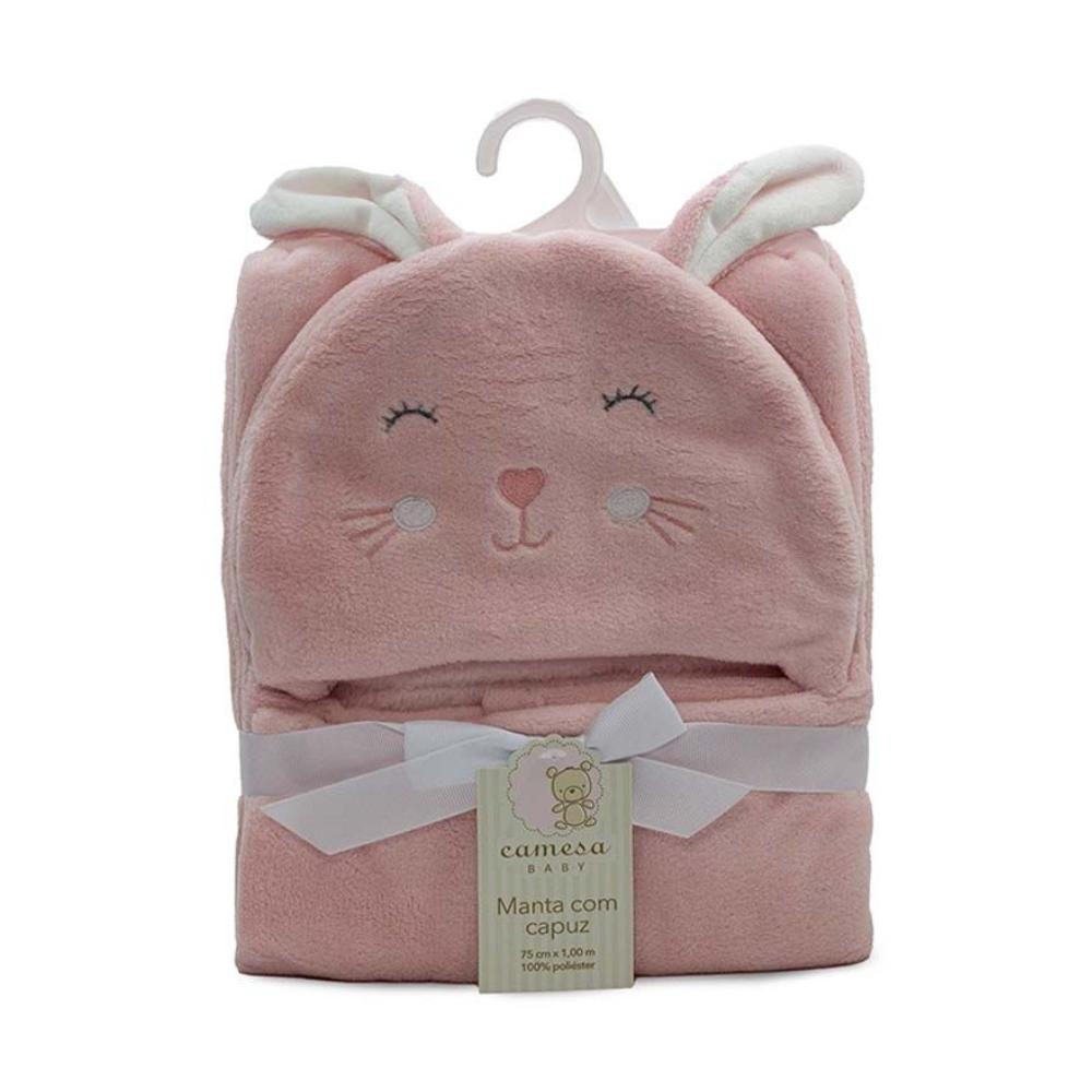 Manta Infantil Com Capuz Coelha Rosa Camesa