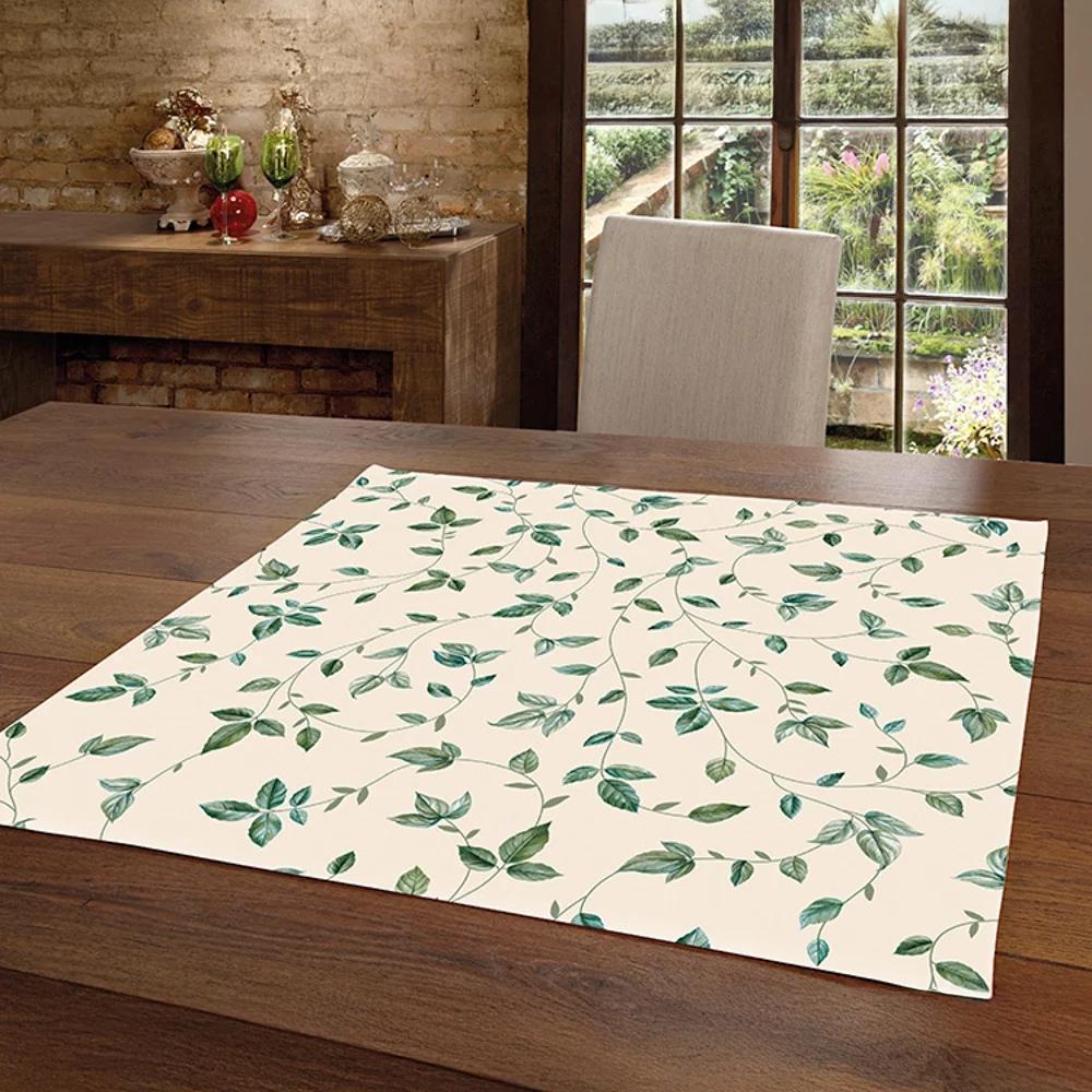 Toalha Centro de Mesa Chá Quadrada 78x78cm Clean Athenas Botânica Dohler
