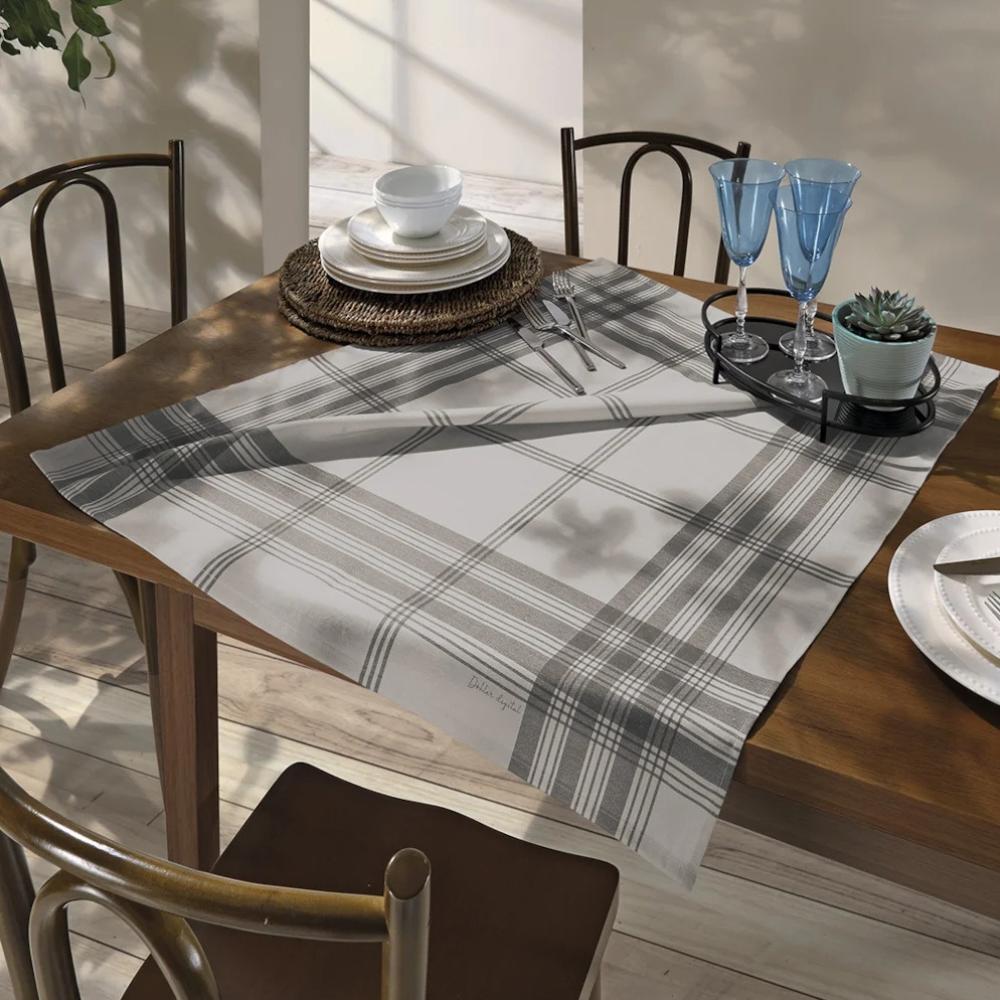 Toalha Centro de Mesa Chá Quadrada 78x78 cm Clean Renova Luna Cinza Dohler