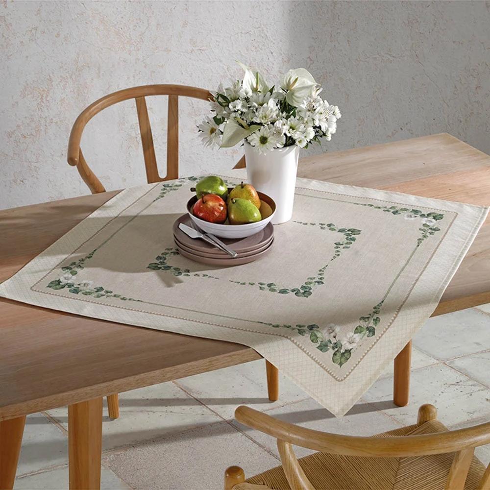 Toalha Centro de Mesa Chá Quadrada 78x78cm Botânica Clean Renova Dohler