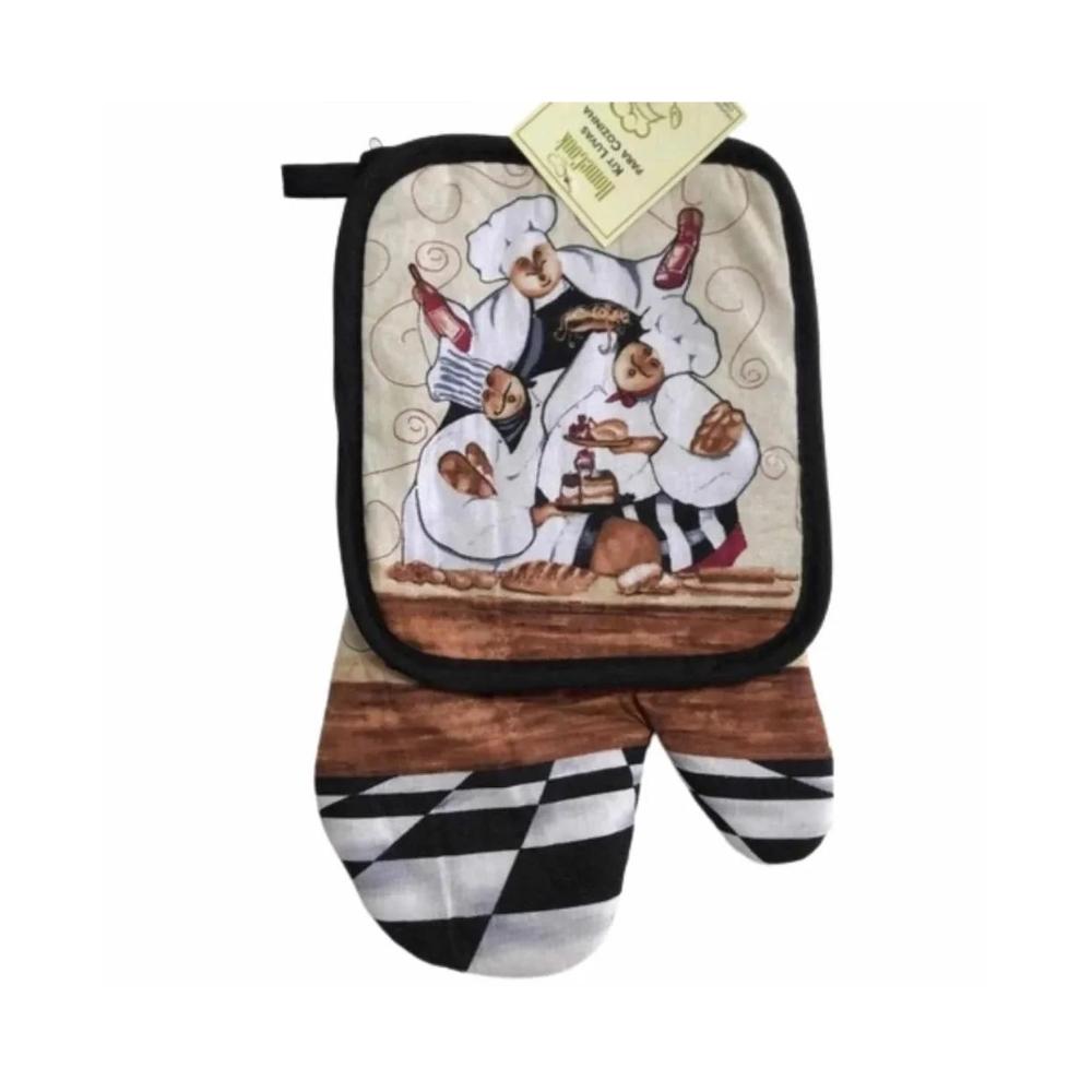 Kit 2 Peças Luva e Aparador Para Cozinha Chef II Niazitex